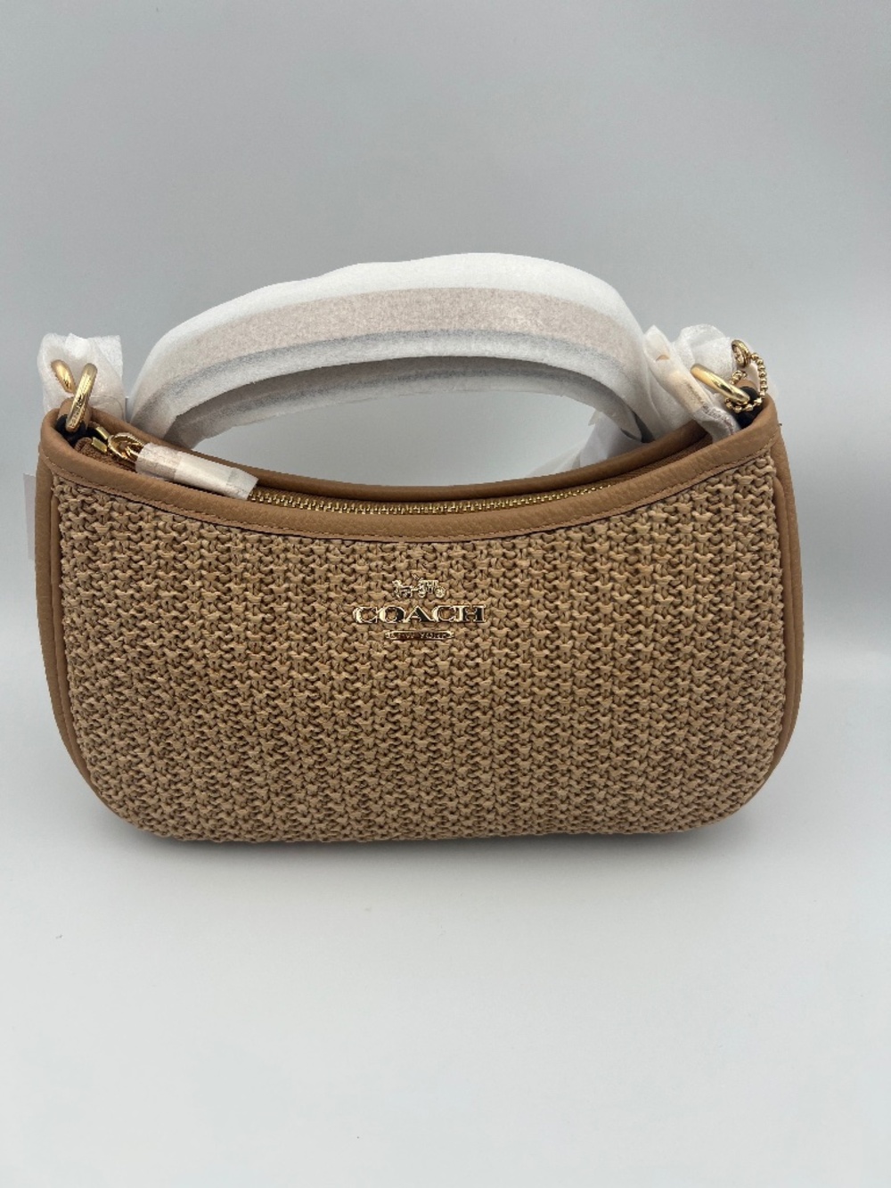 Teri Shoulder Straw Bag With Charm